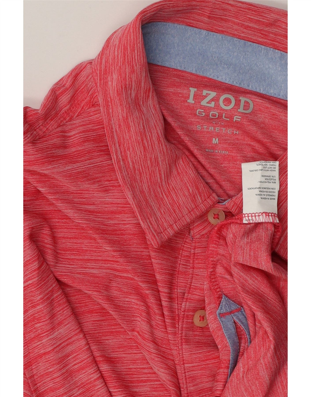Izod Polo Homme Polyester à Rayures Rouge Moyen