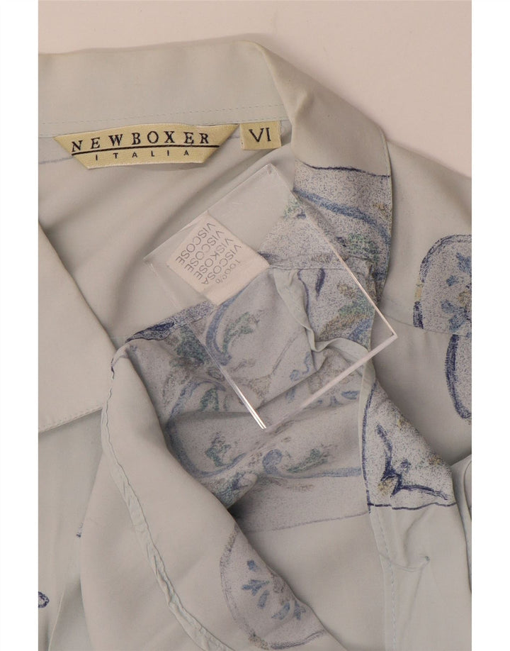 VINTAGE Chemise Homme XL Bleu Géométrique Viscose