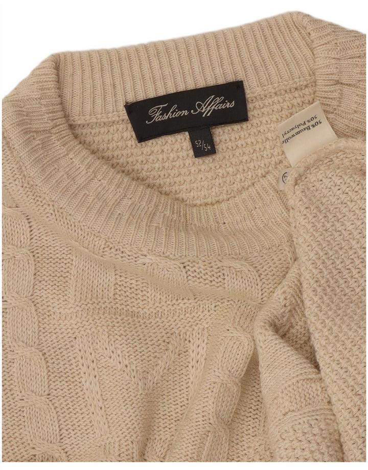 VINTAGE Homme Crew Neck Jumper Pull EU 52/54 Grand Coton Beige