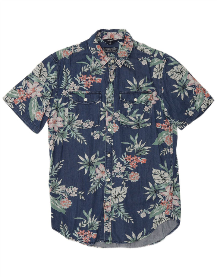 SUPERDRY Chemise à Manches Courtes Homme Bleu Marine Floral Viscose