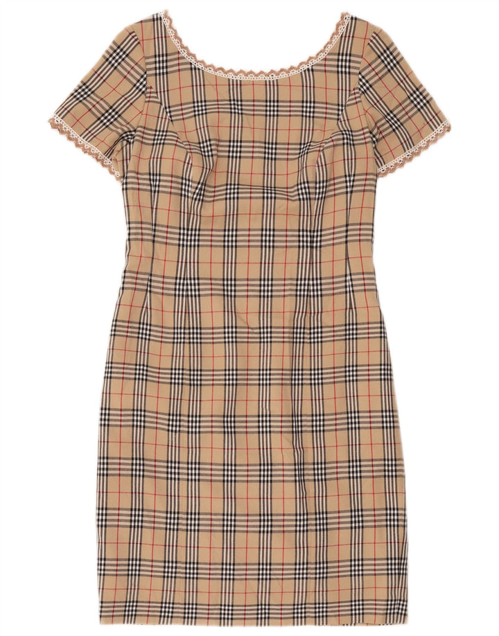 robe fourreau femme vintage UK 12 Plaid Beige Moyen