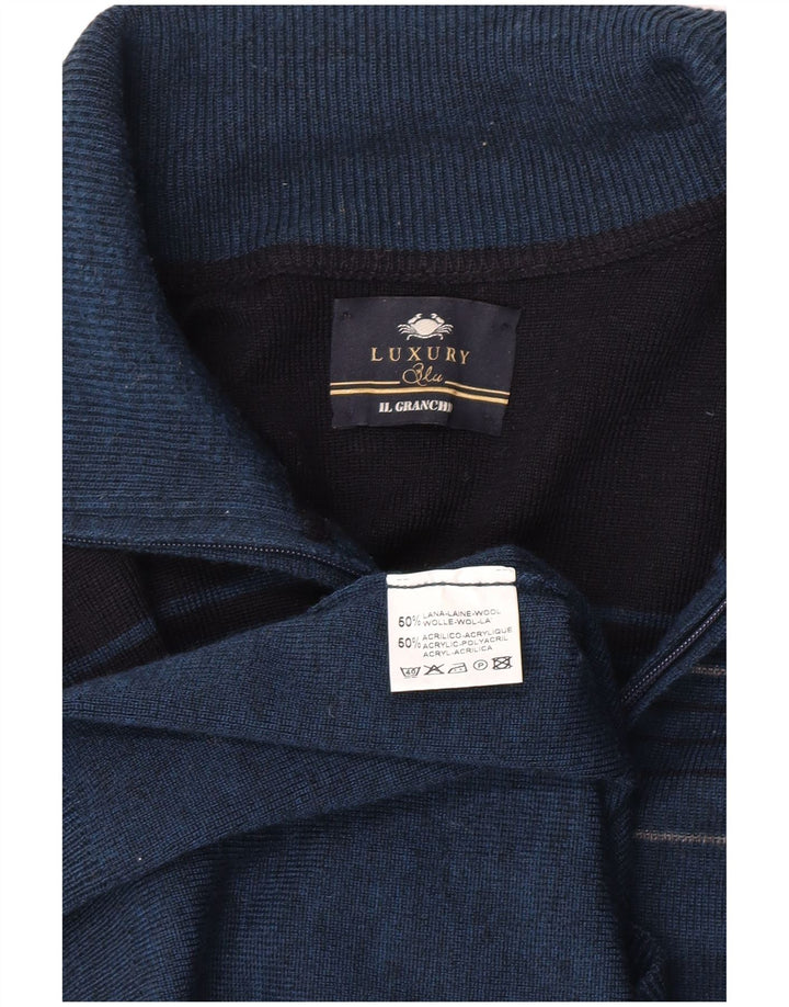 Il Granchio Pull Col Zippé Homme Bleu Marine Moyen Laine Colorblock