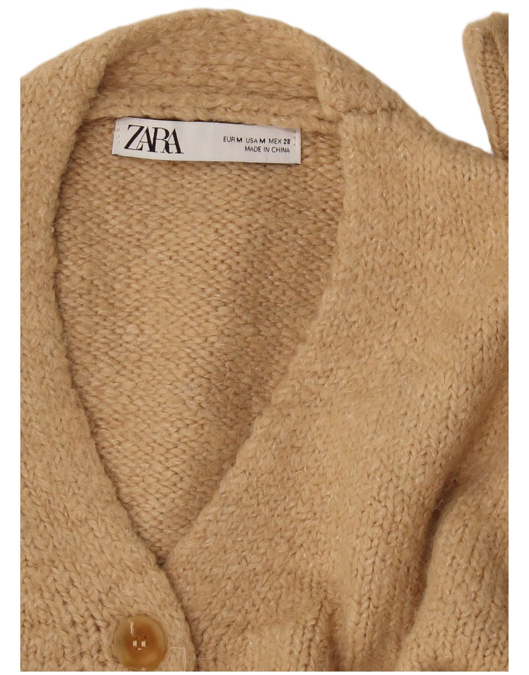 Zara Cardigan court pour femme UK 14 Beige moyen