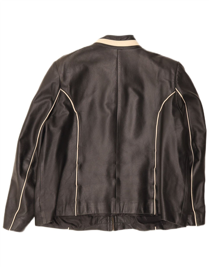 veste en cuir homme vintage IT 46 Petit colorblock noir