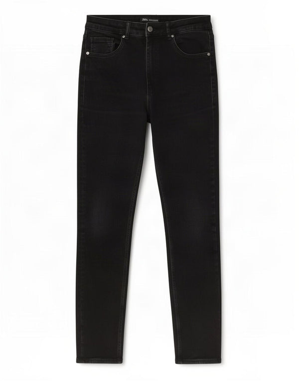 Zara Jean skinny taille haute pour femme EU 42 Large W32 L30 Coton noir