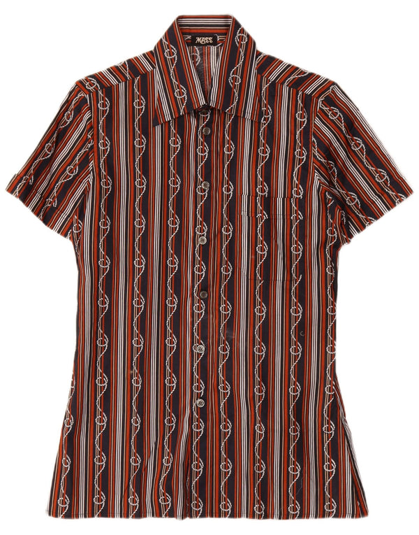 Chemise à manches courtes Mass Mens Taille 15 1/2 39 Rayé Noir Moyen