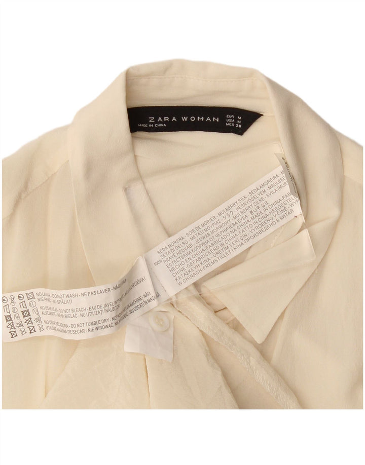 Chemise Femme Zara UK 12 Medium Off White Soie