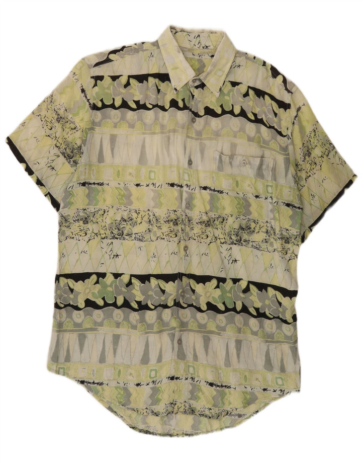 Chemise à manches courtes Vintage pour hommes, vert moyen géométrique