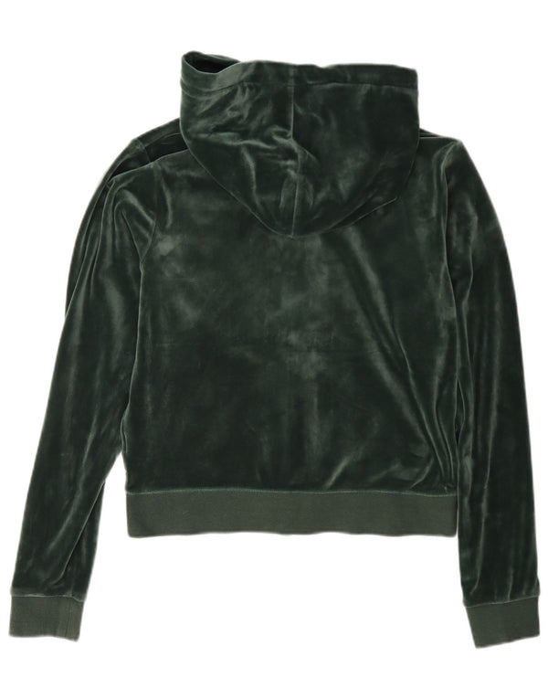 Juicy Couture Pull à capuche zippé en velours pour femme Vert moyen UK 14