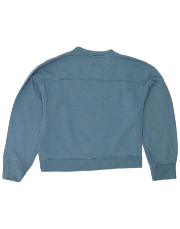 Zara Womens Crop Sweatshirt Jumper UK 10 Petit Bleu Polyester