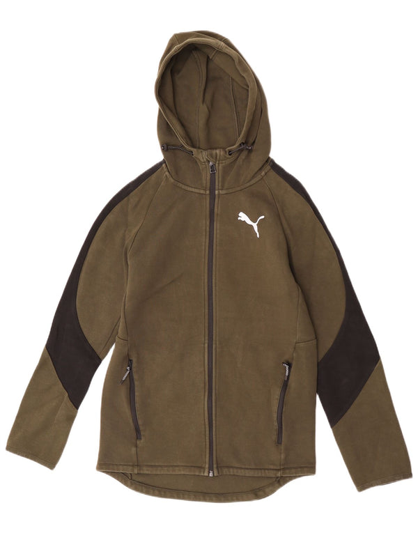 Puma Sweat à Capuche Zippé Homme Kaki Colorblock Small