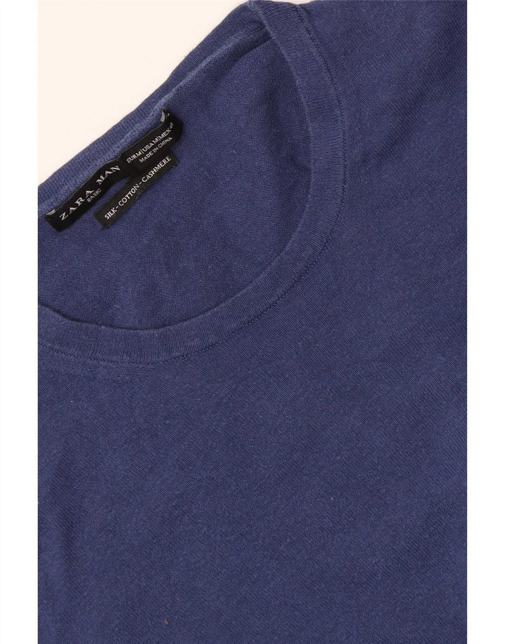 Zara Pull à col rond en soie bleu marine moyen pour homme