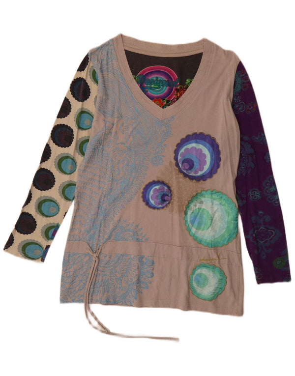 Desigual Tunique à motif abstrait pour femme UK 18 XL Coton beige