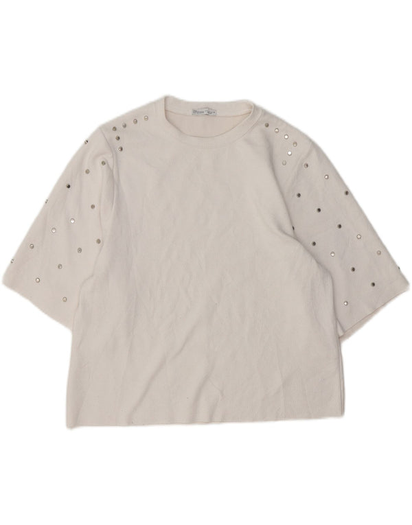 Zara Chemisier Femme Top UK 10 Petit Blanc