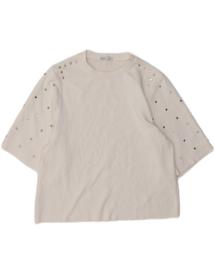 Zara Chemisier Femme Top UK 10 Petit Blanc