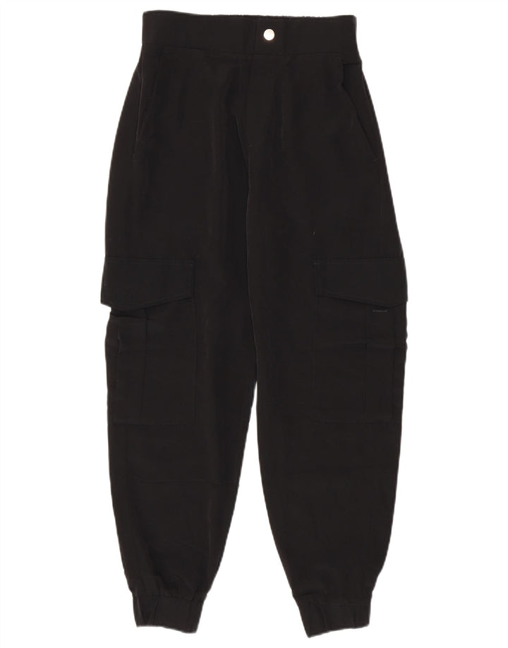 Zara Pantalon Cargo Joggers Femme XS W24 L25 Noir Polyester