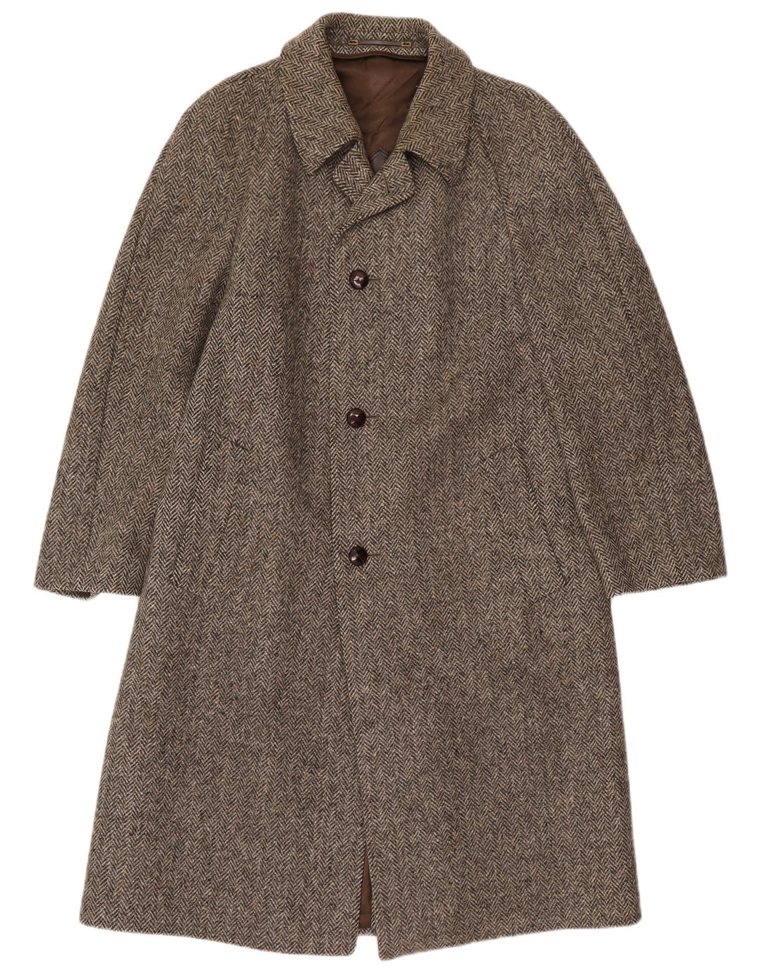 Crombie Manteau Homme UK 36 Petit Marron Chevrons Laine Nouvelle