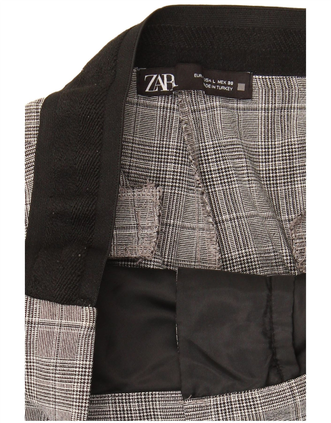 Zara Pantalon court femme Large W30 L25 Gris à carreaux