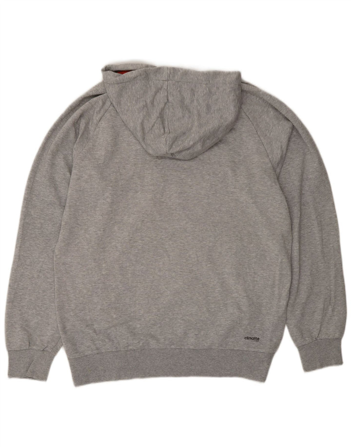 ADIDAS Mens Climalite Graphic Hoodie Jumper Medium Grey Cotton