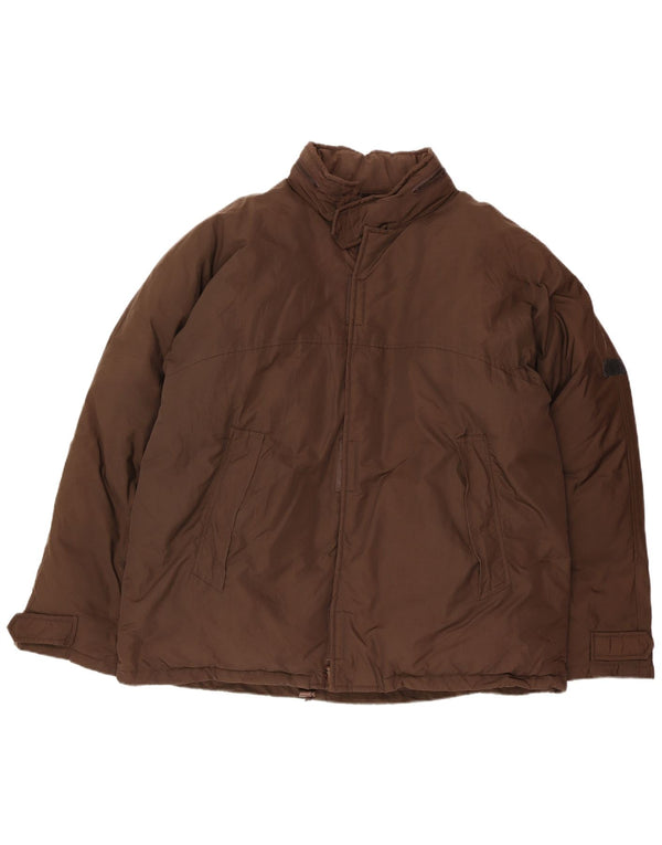 CALVIN KLEIN JEANS Veste matelassée à capuche pour hommes UK 42 XL Nylon marron