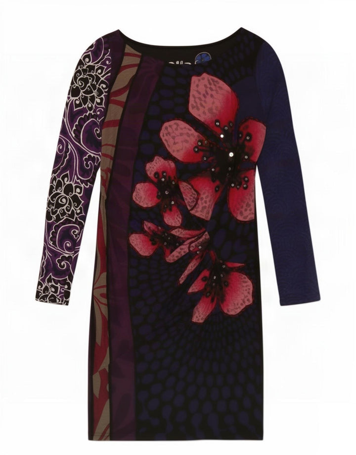 Desigual Robe fourreau à motif abstrait pour femme UK 12 Medium Multicolore