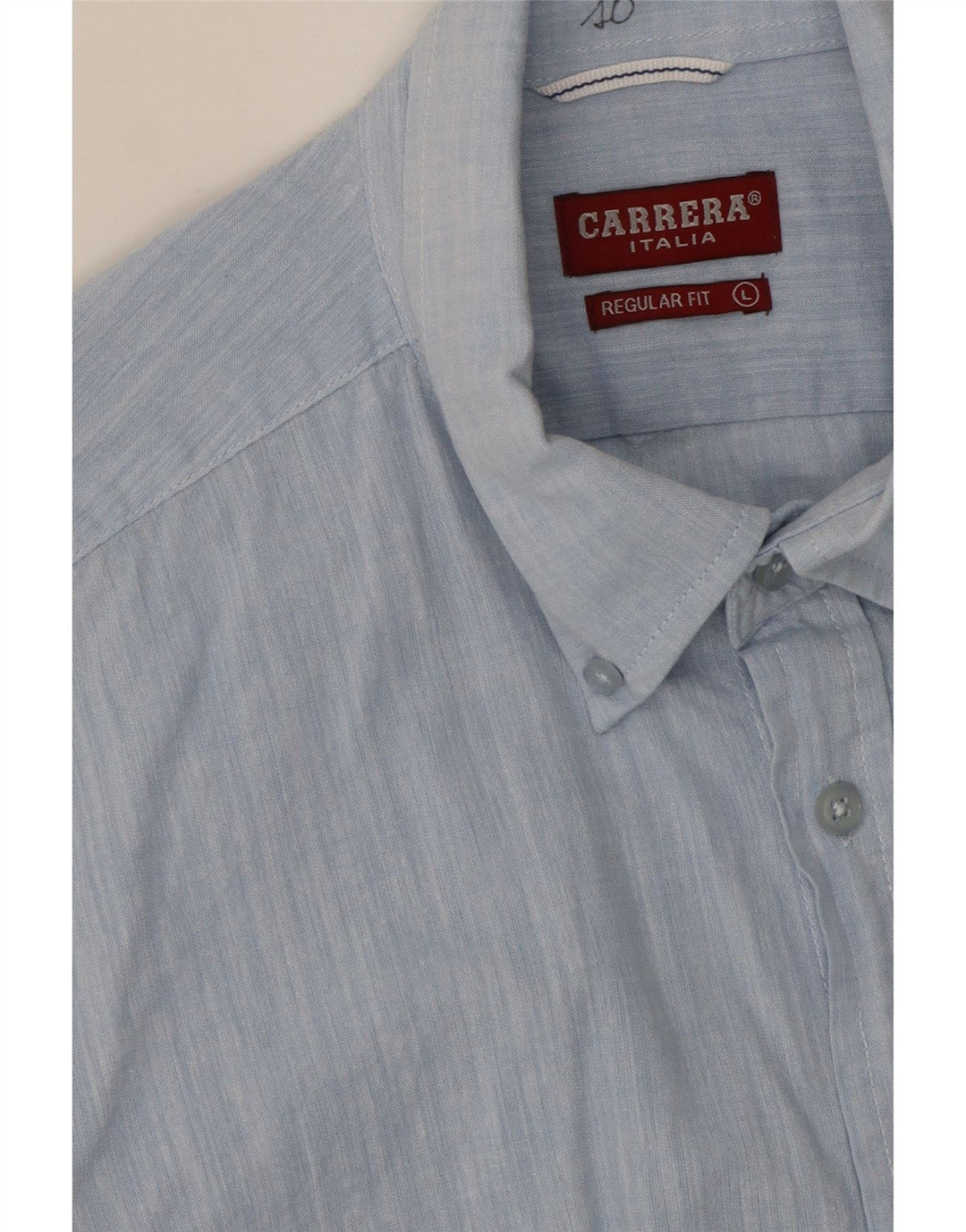 CARRERA Mens Regular Fit Short Sleeve Shirt Large Blue Cotton Vintage Carrera and Second-Hand Carrera from Messina Hembry 