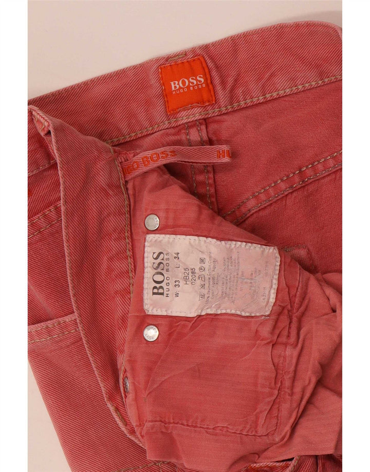 Hugo Boss Jean droit W33 L34 pour homme en coton rose