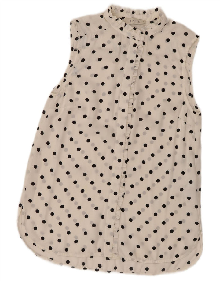 Oasis Chemisier sans manches pour femme UK 8 Petit pois blanc en polyester