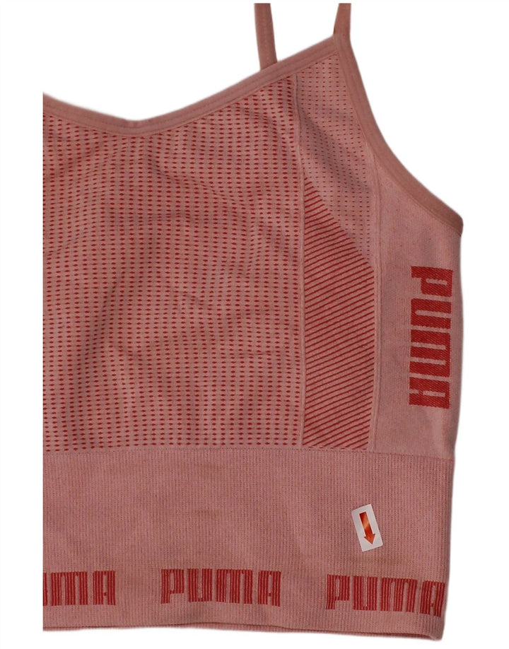 PUMA Womens Graphic Crop Top Small Pink Nylon