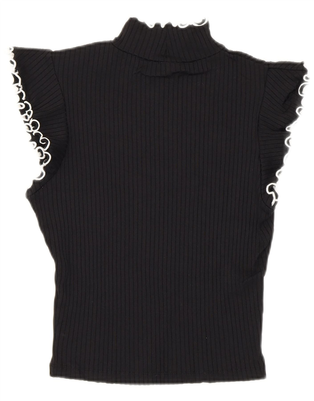 Zara Femme Crop Blouse Top UK 8 Small Noir Polyamide
