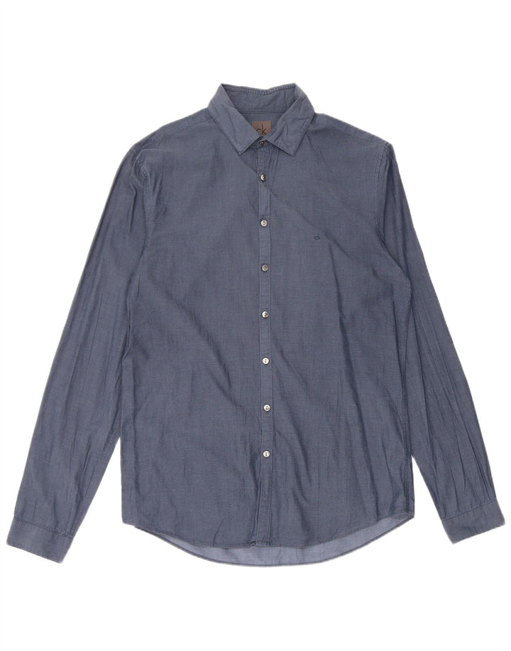 CALVIN KLEIN Chemise Slim Fit Homme Taille 40 Coton Bleu Marine Moyen