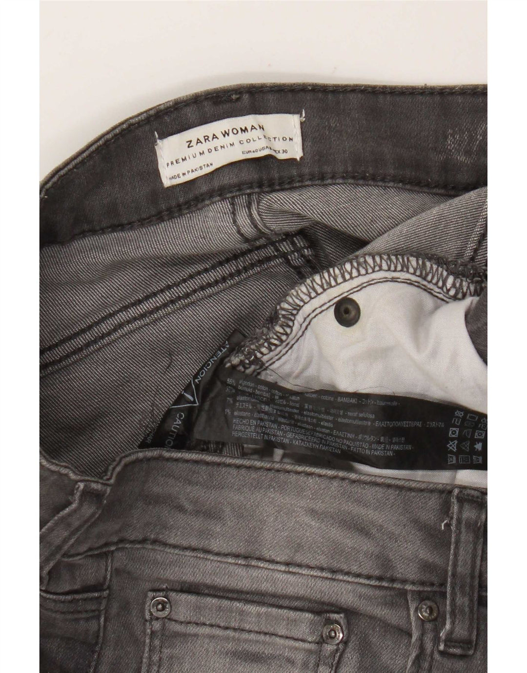 Zara Jean court pour femme EU 40 Medium W30 L25 Gris Coton