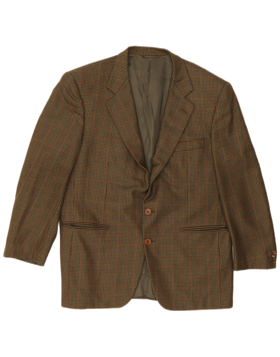 Galtrucco Veste blazer coupe régulière pour homme IT 50 grand pied-de-poule kaki