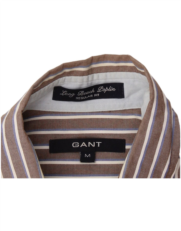 GANT Mens Regular Fit Short Sleeve Shirt Medium Brown Striped Cotton