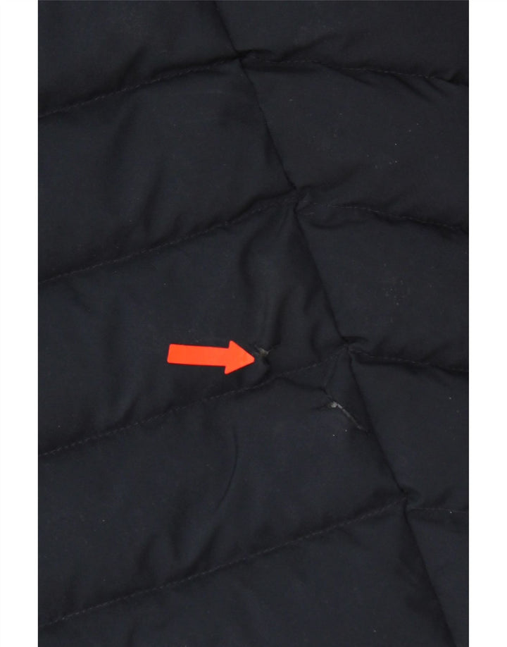 Superdry Manteau rembourré à capuche pour femme UK 10 Small Bleu marine Polyester