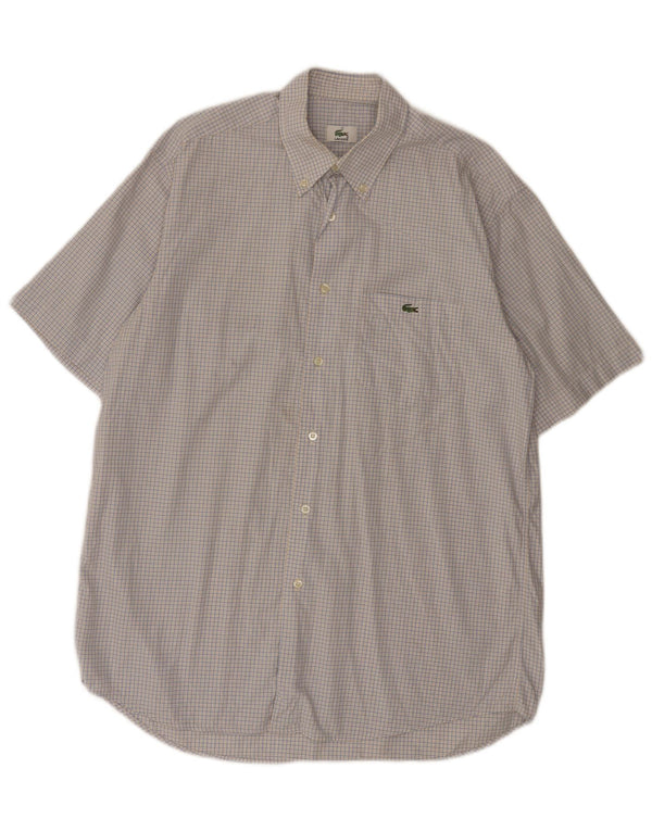 Lacoste Chemise à manches courtes pour hommes Taille 40 Coton à carreaux bleu moyen