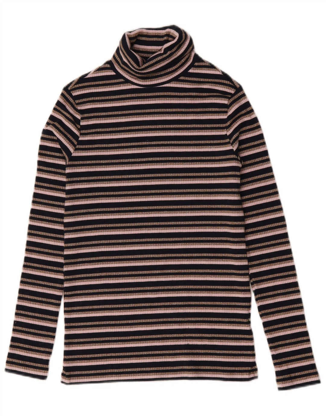 Marks & Spencer Haut à col roulé pour femme à manches longues UK 10 Petit Noir Rayé