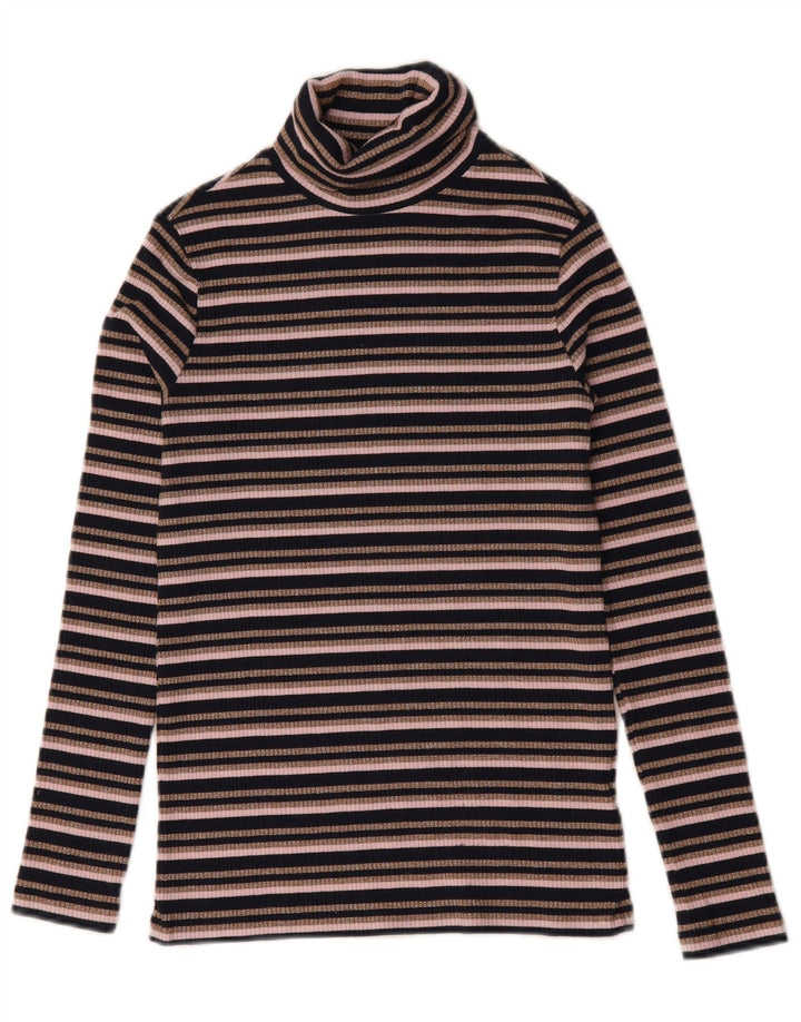 Marks & Spencer Haut à col roulé pour femme à manches longues UK 10 Petit Noir Rayé