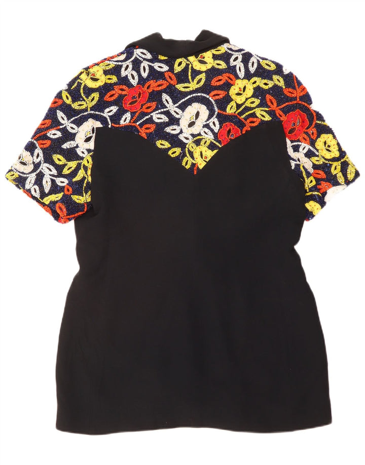 Gai Mattiolo Veste Blazer 1 Bouton Femme IT 48 XL Noir Floral