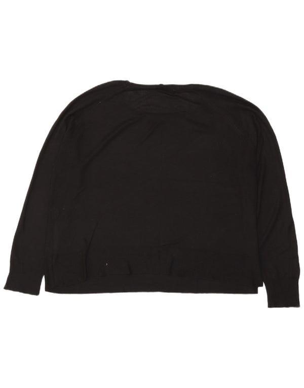 Zara Pull court surdimensionné à col bateau pour femme UK 10 Petit Noir