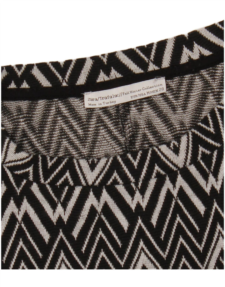 Zara Robe pull à manches 3/4 pour femme UK 12 Noir moyen géométrique