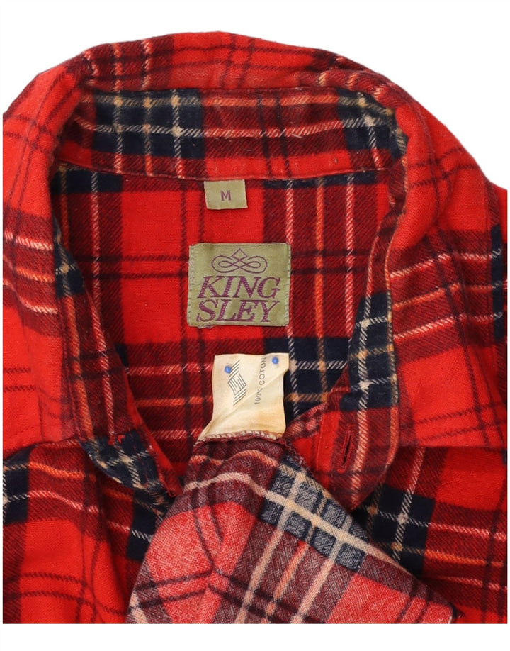 KINGSLEY Mens Flannel Shirt Medium Red Check Cotton