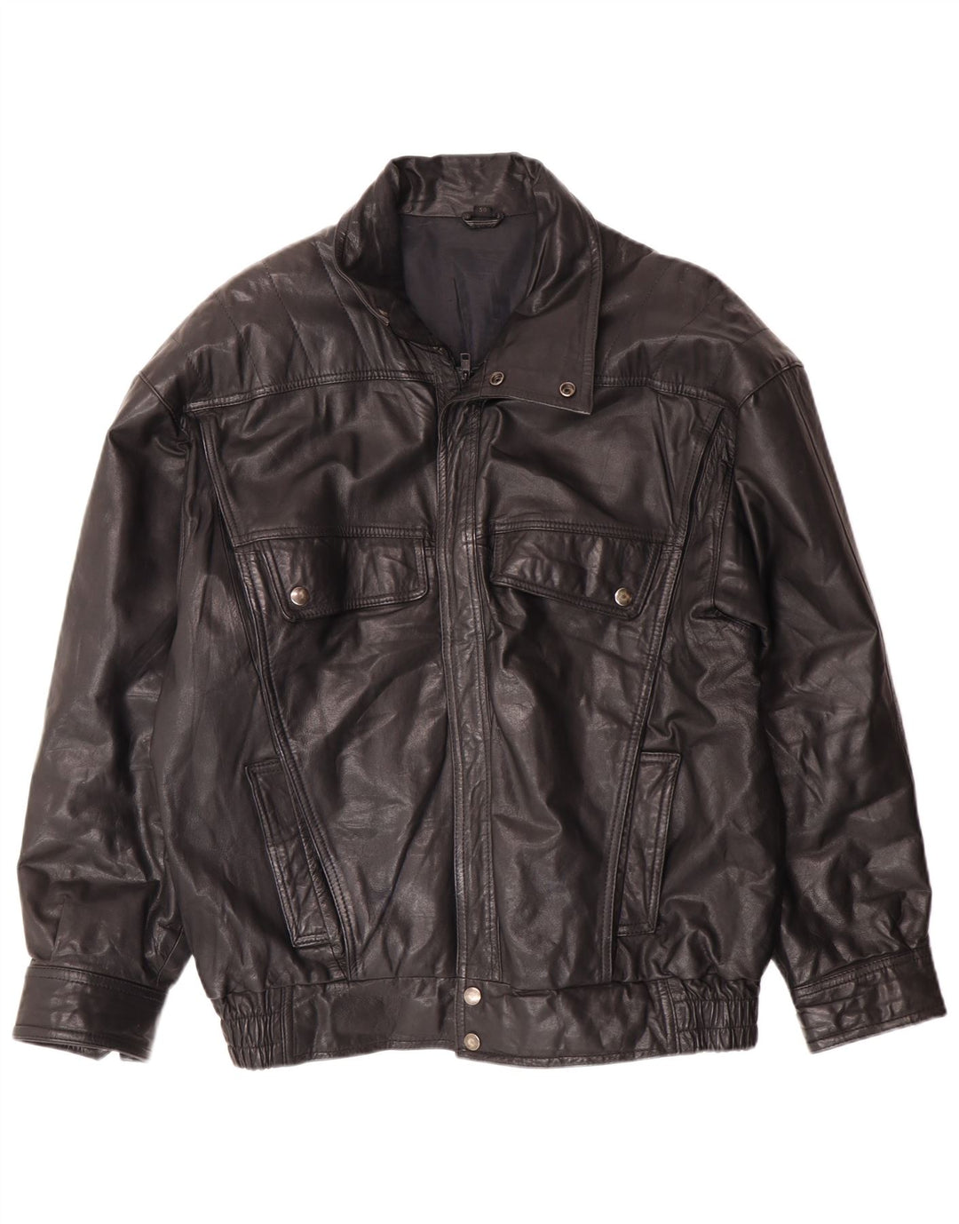 VINTAGE Veste en cuir homme IT 50 Grand cuir noir