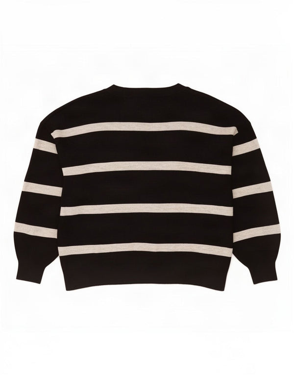 Marks & Spencer Pull col en V pour femme UK 18 XL Noir rayé