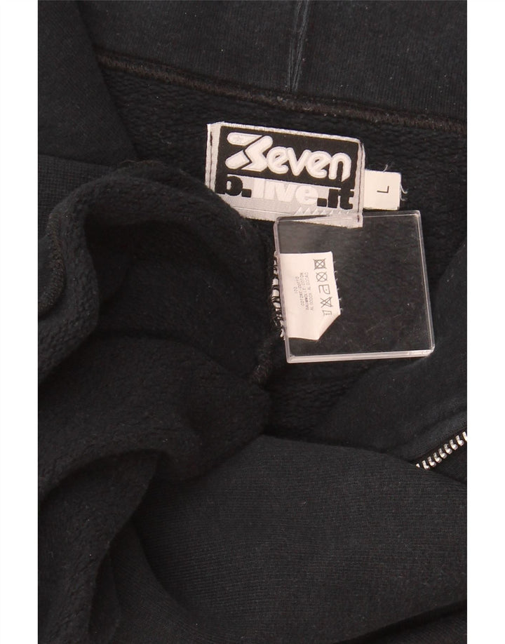 SEVEN 7 Sweat-shirt graphique à col zippé pour hommes, grand coton bleu marine