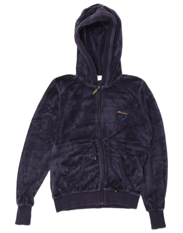 Champion Pull à capuche zippé en velours pour femme UK 10 Small Bleu marine