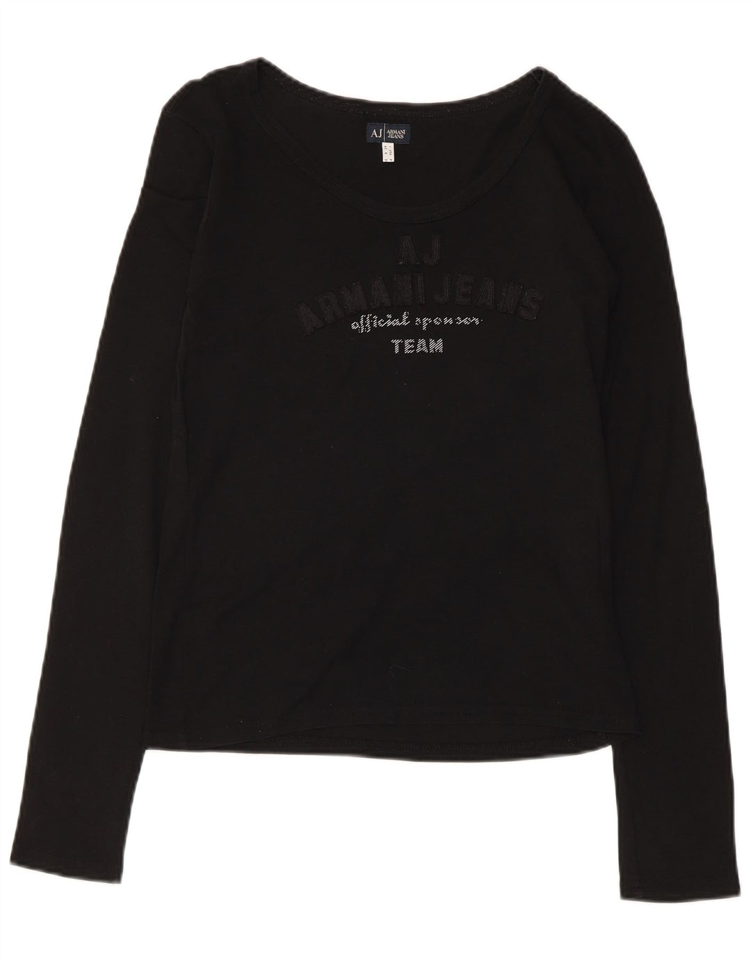 Armani Haut graphique à manches longues pour femme UK 12 Coton noir moyen