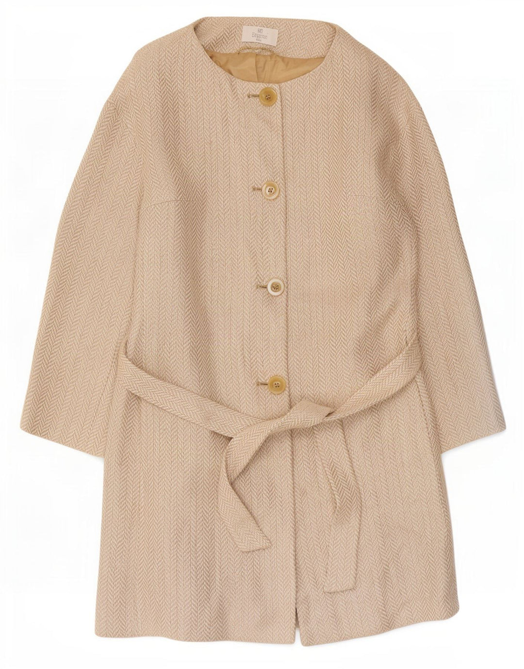 Elegance Manteau Femme UK 12 Lin Beige à Chevrons Moyen