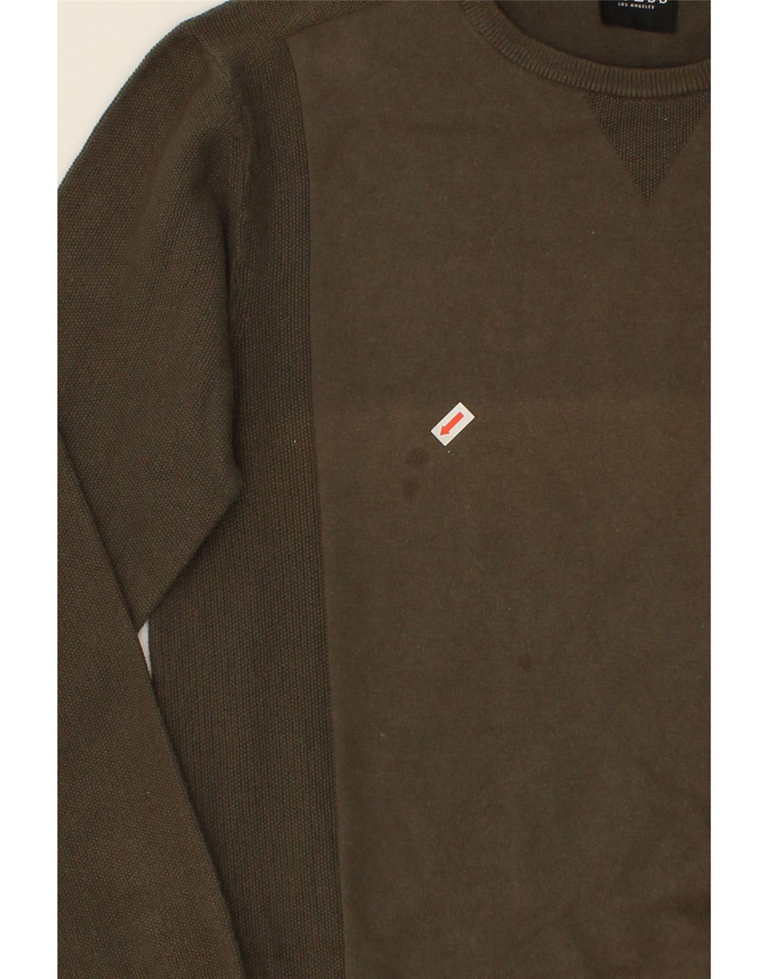 GUESS Mens Boat Neck Jumper Sweater Medium Khaki Cotton Vintage Guess and Second-Hand Guess from Messina Hembry 