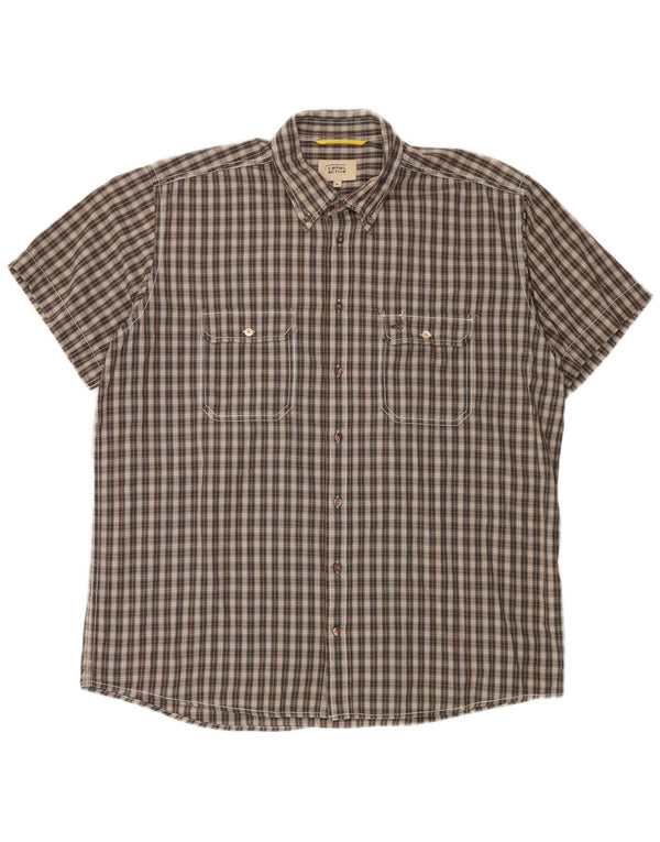 Camel Active Chemise à manches courtes pour homme XL en coton à carreaux marron